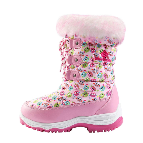 Kids Winter Snow Boots - PINK OWL - 1
